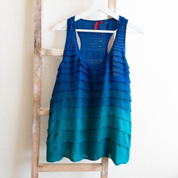 5/48 SAKS FIFTH AVENUE OMBRE RACERBACK BLOUSE TOP SZ L - Picture 1 of 7